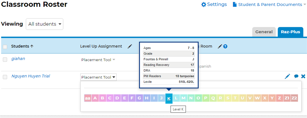 hướng dẫn sử dụng Reading Placement Tool - bài kiểm tra đọc đầu vào cho học sinh Raz-kids/Raz-Plus - ConTuHoc